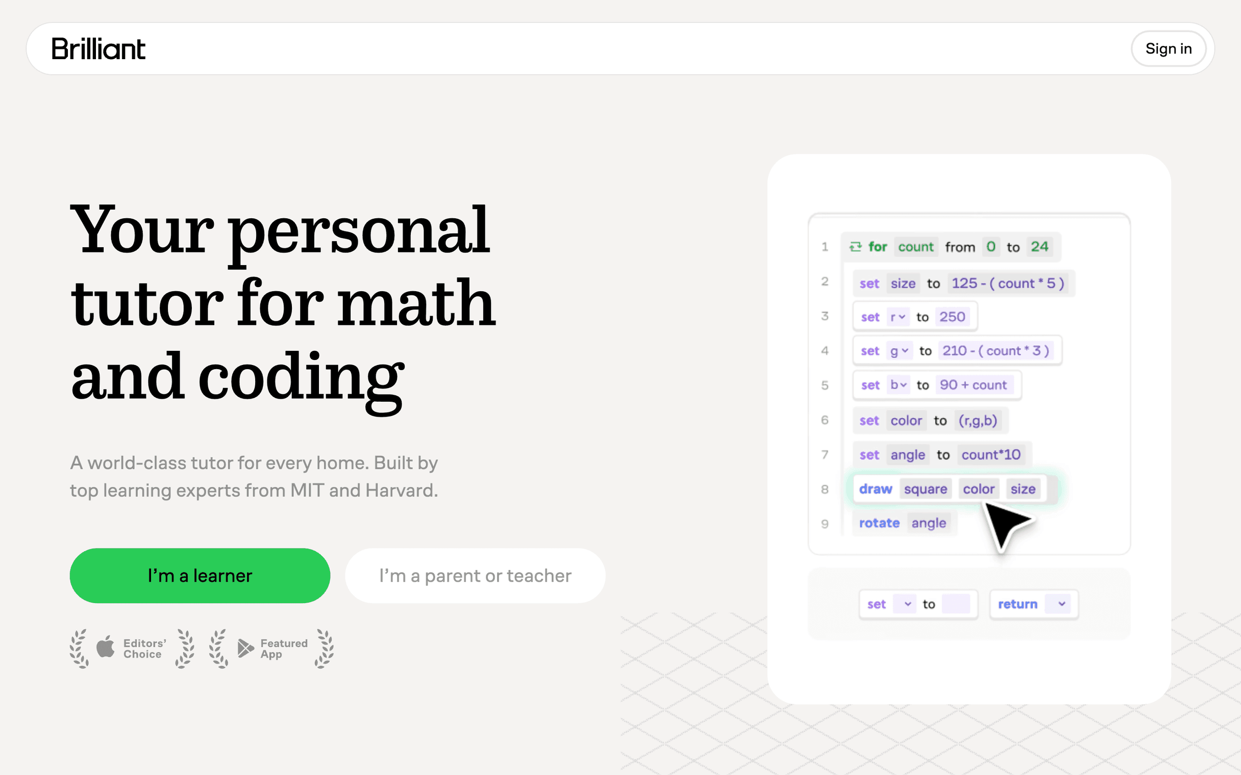 Brilliant, homepage